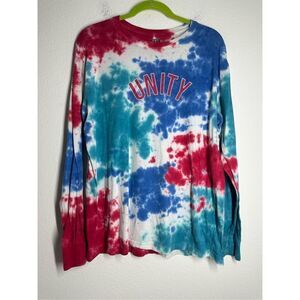 Enter the Void Mens M Tie Dye Long Sleeve Shirt Pink White Blue 100% Cotton